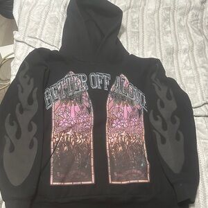 Black Graphic Crewneck Sweater